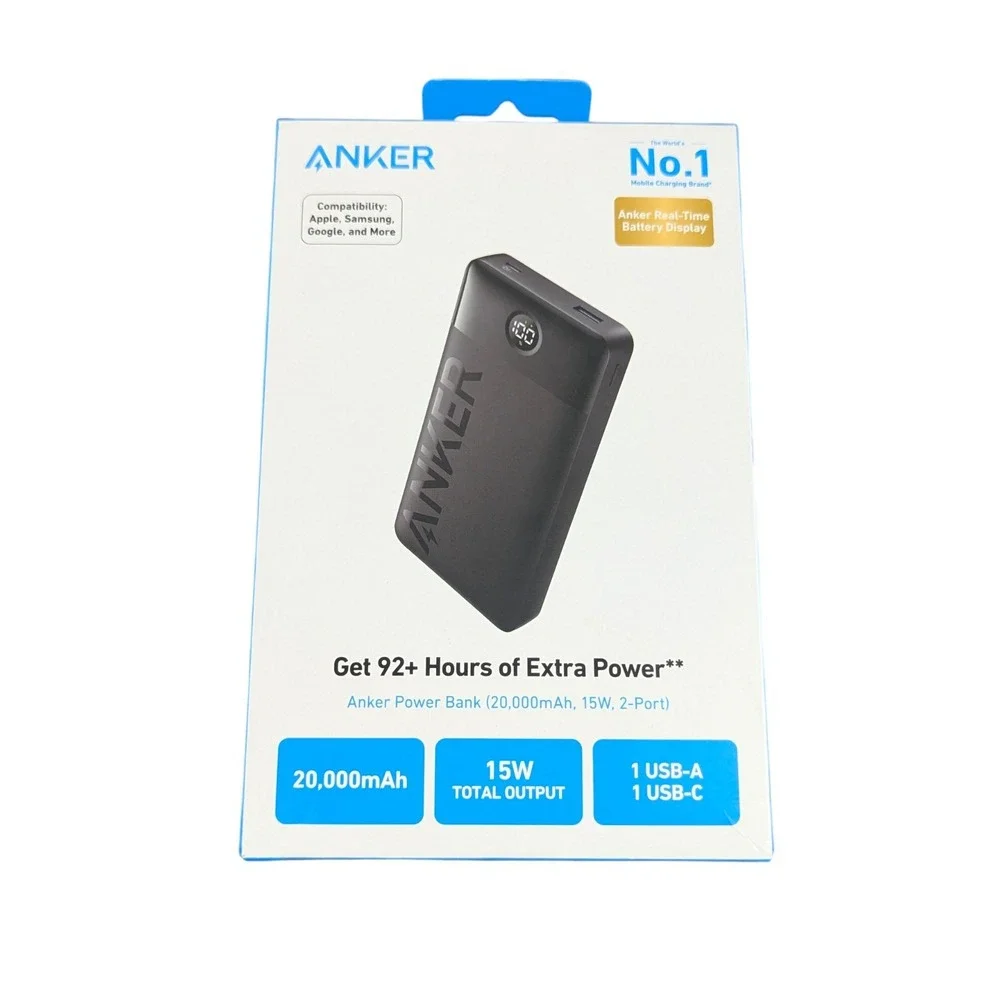 Cc5U Anker 20,000 mAh 15W 2-Port Portable‎ Charger Battery Power Bank Black Used